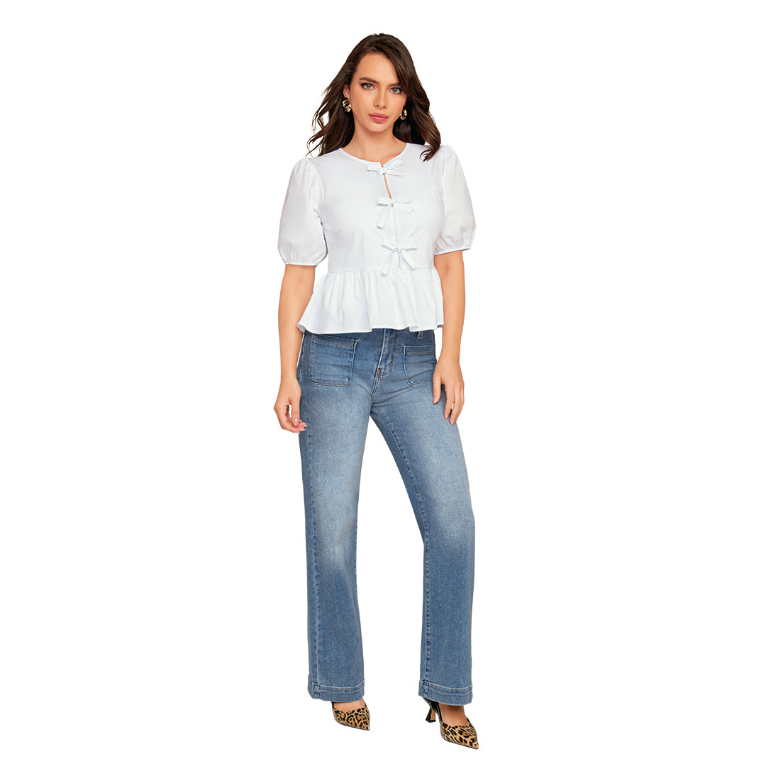 BLUSA BLANCA LAZOS 50064 –