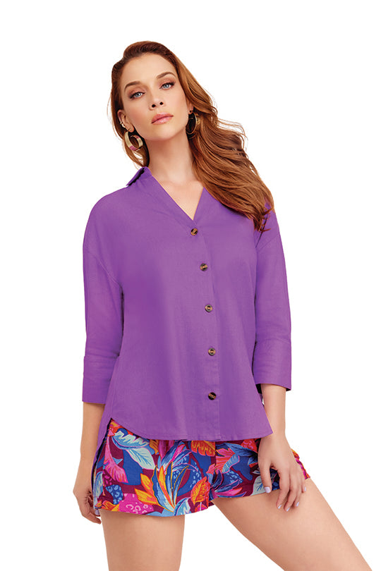 Outfit Blusa Blusas De Vestir Color Lila Jeans Blusas De Moda