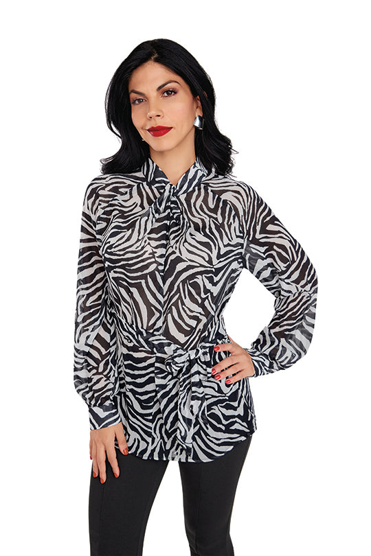 BLUSA ANIMAL PRINT CON NUDO 96094 –